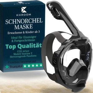 Khroom Schnorchelmaske für Erwachsene und Kinder ab 3 Jahren, CO2 sicher, Vollgesichtsmaske mit Easy-Breath-System