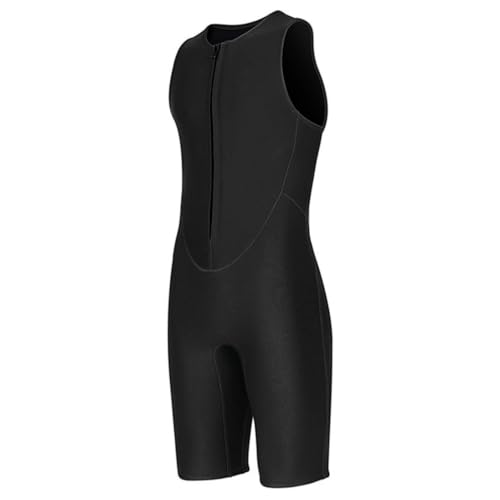 LAPOOH 2 Mm Kurzer, ärmelloser Neoprenanzug mit Frontreißverschluss für Herren, ideal für Schwimmen, Schnorcheln und Surfen, Wassersport-Neopren-Anzug