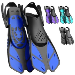 Lealinga Schnorchelflossen, Verstellbare Flossen für Erwachsene - Reisegröße - Unisex Taucherflossen mit Netztasche - Bequeme und Stabile Schwimmflossen