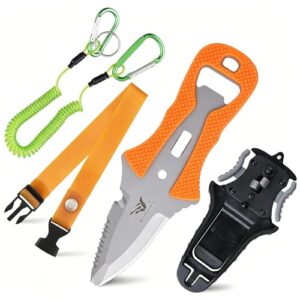 Tauchmesser mit Sägezacken, Leuchtgriff und Schraubendreher - Ideal für Tauchen, Überleben und Notfälle