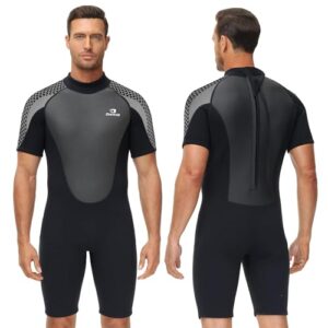 Neoprenanzug für Herren, 3mm Neoprenanzug kurz für Tauchen, Surfen, Schwimmen und Kajakfahren (Herren Grau, XXL)