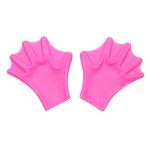 Silikon-Schwimmhandschuhe mit Schwimmhäuten für Wasserwiderstandstraining, Schwimmen und Tauchen - Erwachsene Rosy