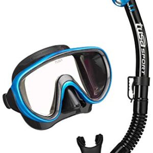 Tusa Damen schnorchel-Set Serene tauch-Set Maske ventil trocken, blau. Das Tusa Damen schnorchel-Set Serene ist ein umfassendes Tauch-Set für Frauen mit Masken-Trockner-Kombination und Schnur.