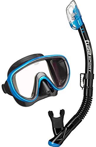 Tusa Damen schnorchel-Set Serene tauch-Set Maske ventil trocken, blau. Das Tusa Damen schnorchel-Set Serene ist ein umfassendes Tauch-Set für Frauen mit Masken-Trockner-Kombination und Schnur.