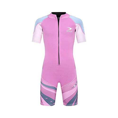 Neoprenanzug für Kinder, 2.5mm Neoprene Thermal Badeanzug, rosafarbene Kleidung für Wassersportarten wie Surfen, Schwimmen und Tauchen
