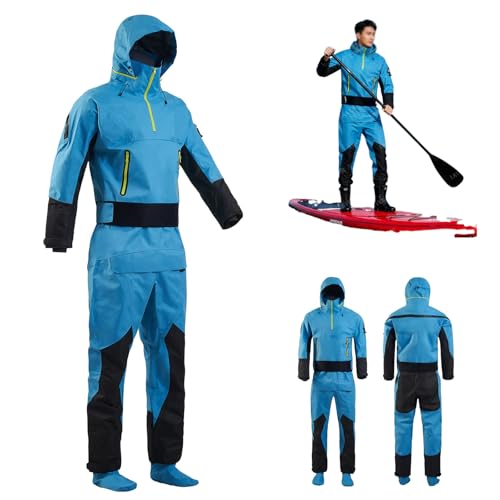 Trockentauchanzug für Herren, wasserdichtes Material, latexbündchen und Spritzschutzkragen, ideal für Kajakfahren, Surfen und Paddeln
