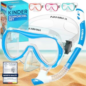 Das Neue KAIMANA SeaExplorer Schnorchelset Kinder + Tragetasche, Taucherbrille mit Schnorchel, Taucherbrille Kinder, Alternative zur Schnorchelmaske Kinder, Taucherbrille mit Stoffband/Silikonband