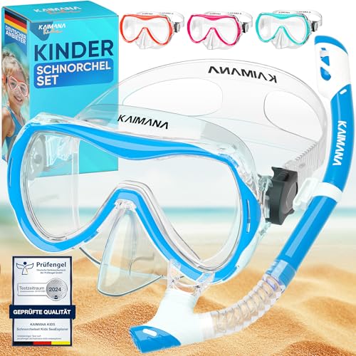Das Neue KAIMANA SeaExplorer Schnorchelset Kinder + Tragetasche, Taucherbrille mit Schnorchel, Taucherbrille Kinder, Alternative zur Schnorchelmaske Kinder, Taucherbrille mit Stoffband/Silikonband