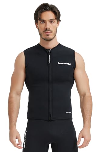 Herren Neoprenanzug Top mit 3mm Ärmellose Neoprenanzug Oberteile Jacke Frontreißverschluss für Wassersport