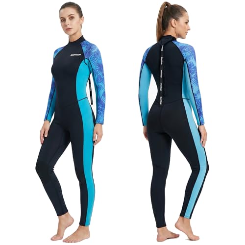 Owntop Neoprenanzug Damen Lang 3/2mm Ganzkörper Tauchanzug, Premium Neopren Surfanzug mit Rückenreißverschluss für Kälteschutz bei Schnorcheln, Gerätetauchen, Surfen & SUP
