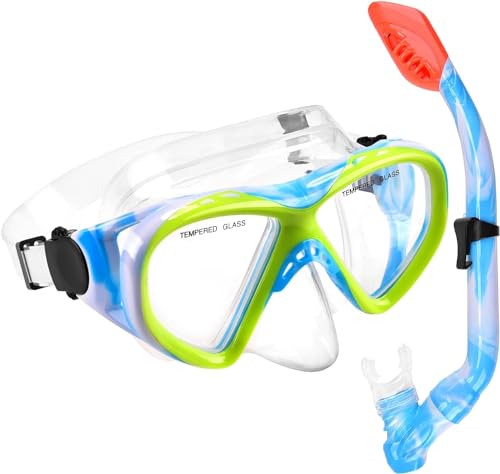 Schnorchelset für Kinder, Taucherbrille mit Schnorchel für Jungen und Mädchen im Alter von 4-13 Jahren, anti-leck und anti-fog, hochwertige Tauchmaske