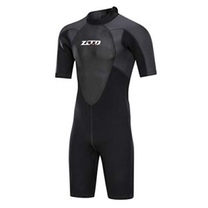 Black Neoprenanzug für Herren mit 3 mm Premium Neopren, kurzärmeliger Taucheranzug für Wasseraktivitäten wie Spearfishing, Surfen, Schnorcheln und Kanufahren.