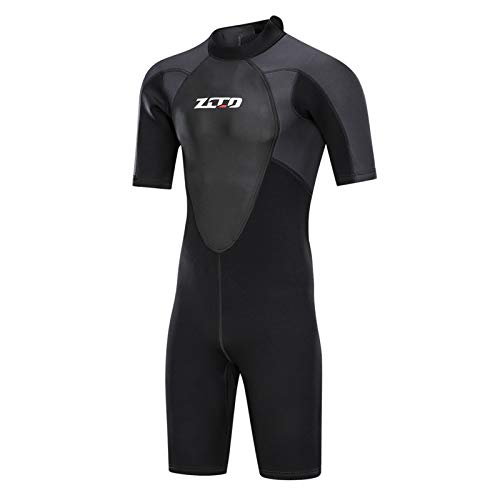 Black Neoprenanzug für Herren mit 3 mm Premium Neopren, kurzärmeliger Taucheranzug für Wasseraktivitäten wie Spearfishing, Surfen, Schnorcheln und Kanufahren.