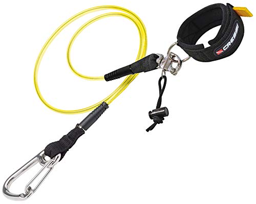 Cressi Freediving Lanyard Sicherheitsleine für Apnoe mit Edelstahl Karabiner und Kabel, Handgelenk oder Knöchelband für Tauchlinie und Unterwasser Zubehör