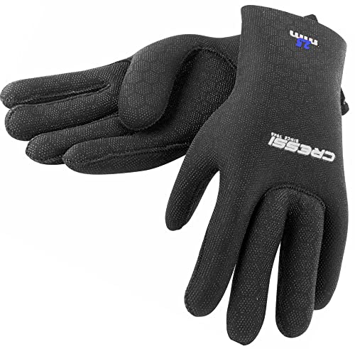 Cressi HIGH Stretch Gloves Black 2,5 mm blauer Logo XL - Schutzhandschuhe für Tauchen und Wassersport
