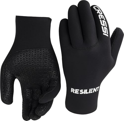 Cressi Resilient Handschuhe - Ultra-Grip, wasserdichte Neopren-Handschuhe für Tauchen und Segeln, Schwarz