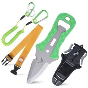 Tauchmesser für Outdoor-Enthusiasten mit Sägezacken, Leuchtgriff und Schraubendreher - Ideal für Tauchen, Überleben und Notfälle
