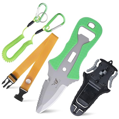 Tauchmesser für Outdoor-Enthusiasten mit Sägezacken, Leuchtgriff und Schraubendreher - Ideal für Tauchen, Überleben und Notfälle