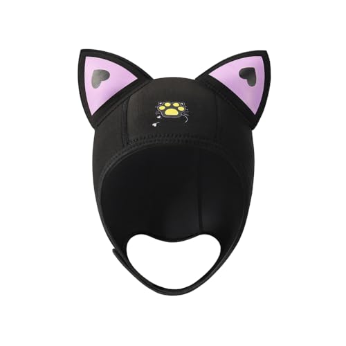 Wasserdichte Tauchkappe für Damen mit Klettverschluss und Katzenohren, ideal für Sommer und Winter zum Tauchen, Surfen und Rafting.