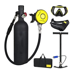 Sauerstoffflasche für Tauchen und Scuba Diving, Mini Sauerstoff Tank mit 12-20 Minuten Fähigkeit, tragbare Ausrüstung aus korrosionsbeständigem Material mit refillbarer Design, Schwarz