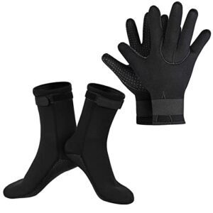 SUPERFA 3 mm Neopren-Tauchhandschuhe und Socken, ideal für Tauchen, Surfen, Kajakfahren und Rafting, mit verstellbarem Hüftgurt und rutschfester Handfläche