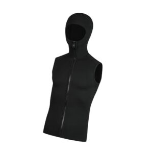 Wisoolkic Neopren Oberteil mit 3 mm Dicke, Frontreißverschluss und Kapuze für Tauchen, Schwimmen, Surfen und Kajakfahren.