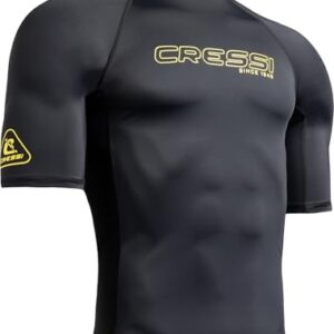 Kurzärmeliger Rash Guard mit UPF 50+ Schutz für Wassersport - Schwarz/Gelb - Herren
