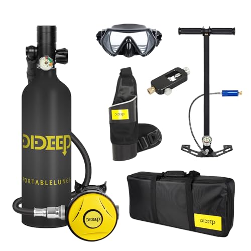 Kleine Tauchflasche, Tauchen Ausrüstung, Sauerstoffflasche, Tauchgasflasche, Atemmaske, Sport-Tauchen, 1L Kapazität, Drei-Farben-Set