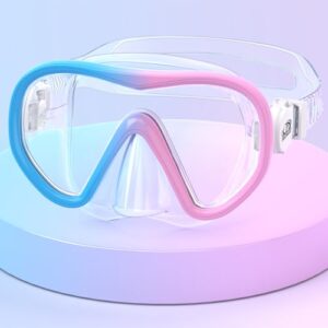 Taucherbrille für Kinder, 180° HD Panorama Schnorchelmaske Schwimmbrille mit Nasenabdeckung, Anti-Nebel Anti-Leck Taucherbrille für Kinder 4-16 Jahre