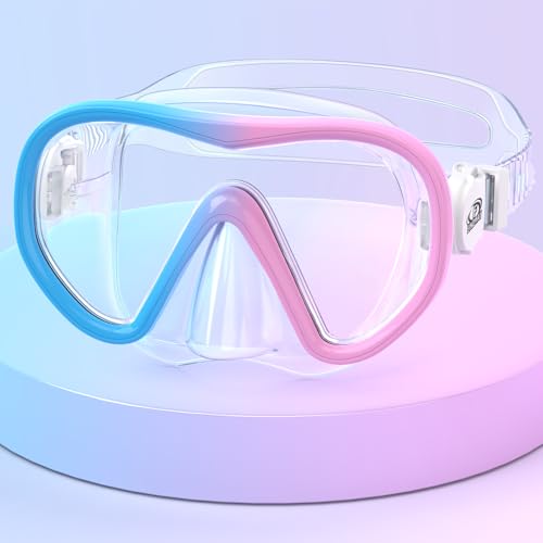 Taucherbrille für Kinder, 180° HD Panorama Schnorchelmaske Schwimmbrille mit Nasenabdeckung, Anti-Nebel Anti-Leck Taucherbrille für Kinder 4-16 Jahre