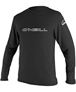 Herren Wetsuit von Oneill, Basic Skins L/S Rash Tee Vest in Schwarz, XL Größe, Surfer und Wasseraktivitäten geeignet, UV-Schutz mit UPF-Faktor 50+