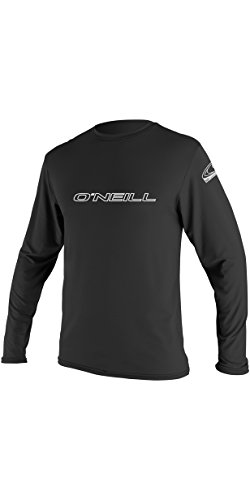 Herren Wetsuit von Oneill, Basic Skins L/S Rash Tee Vest in Schwarz, XL Größe, Surfer und Wasseraktivitäten geeignet, UV-Schutz mit UPF-Faktor 50+