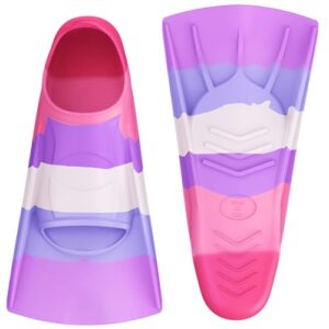 Kinder-Schwimmflossen aus 100% Silikon für Schwimmen, Tauchen und Training - praktische Reisegröße mit Netzbeutel für Pool und Strand