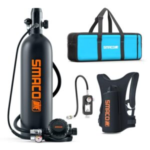 Mini-Tauchflasche für Flachwasser-Tauchen, 2-Liter-Tragbare Taucherflasche mit Atemregler und weiterem Zubehör für Tauchübungen und Unterwasserarbeiten