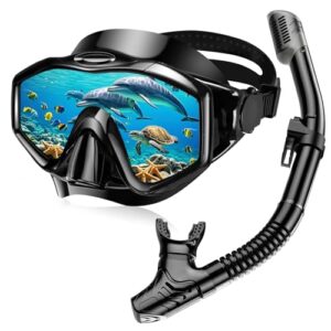 Snorkel-Set für Erwachsene mit Tauchmaske und Schnorchelbrille, schwarz