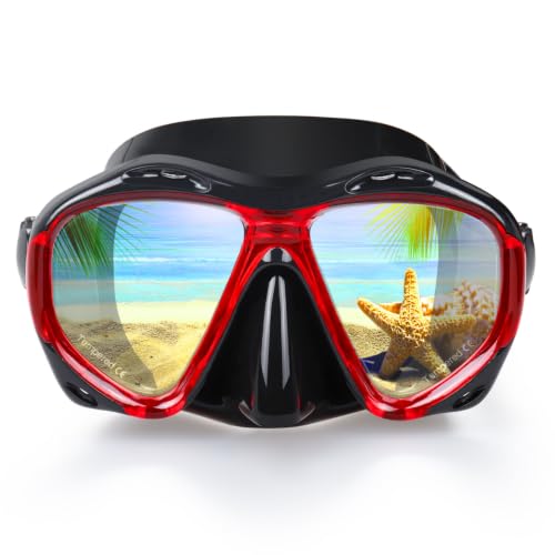 Taucherbrille mit Anti-Nebel-Schnorchelmaske und gehärtetem Glas für Erwachsene zum Schnorcheln und Schwimmen
