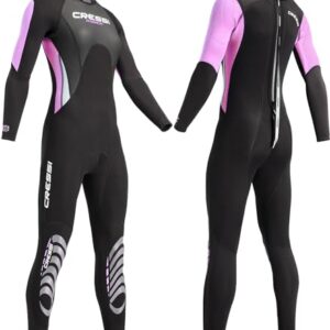 Cressi Morea Wetsuit Full Black/PINK Lady S/2 - hochwertiges und stylishes Schwimmen-Set für Frauen mit schwarzer und rosa Farbgebung
