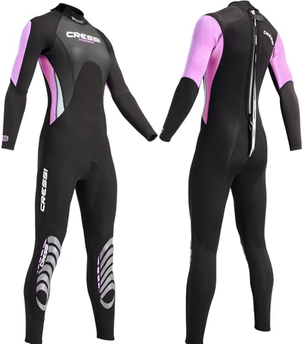 Cressi Morea Wetsuit Full Black/PINK Lady S/2 - hochwertiges und stylishes Schwimmen-Set für Frauen mit schwarzer und rosa Farbgebung