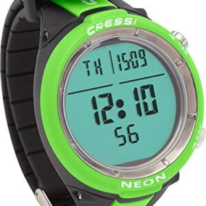 Cressi Tauchcomputeruhr mit Neon-Grunder LED-Beleuchtung, ideal für Tauchen und unter Wasser ablesbar
