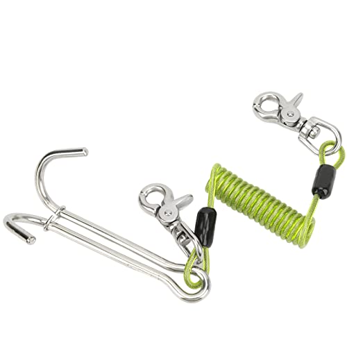 Majatou Doppelter Riffhaken mit Karabiner, Tauchzubehör aus 316 Edelstahl für sicheren Unterwasserbetrieb