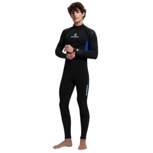 Neoprenanzug Ganzkörper Herren 3/2mm mit Rückenreißverschluss, isolierter Neopren Nassanzug Langarm Tauchanzug mit UV-Schutz für Kaltwasser
