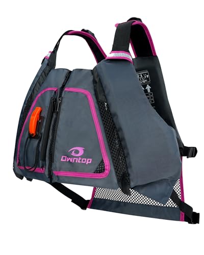 Schwimmweste Erwachsene mit Mesh-Rücken, Signalpfeife und großen Taschen. Hervorragender Auftrieb. Einstellbare Auftriebswesten. Leichte Schwimmhilfe für Kajak, Angeln, Paddeln.