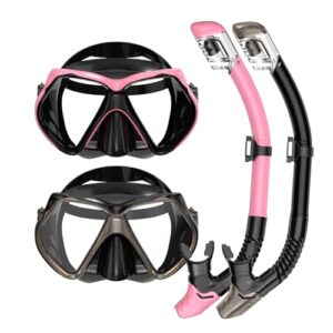 Schnorchelausrüstung für Erwachsene, Trockenschnorchel, Masken-Set, Tauchmaske, Ausrüstung zum Schwimmen und Freitauchen