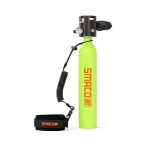 SMACO Mini Tauchflasche 0,5L Wiederbefüllbarer Notfall-Tauchzylinder für Schnorcheln Freitauchen Bootsreinigung & Luft-Reserve leichtes und kompaktes Design Pony Flasche S300