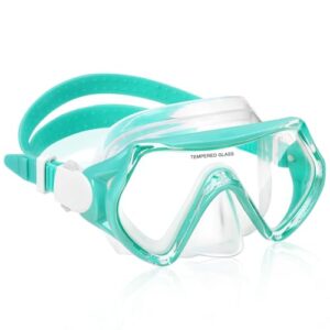 Taucherbrille für Kinder, Schwimmbrille mit Nasenabdeckung, 180° Panorama HD, Anti-Beschlag, Anti-Leck, für Jungen und Mädchen