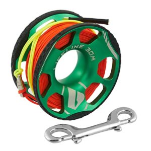 Tauchleine, Apeks Lifeline Spool 30 Meter, grüne Spule, orangefarbene Leine, technisches Tauchen