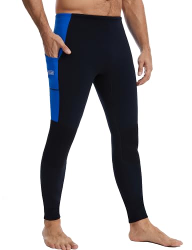Aunua 3mm Neoprenhose für Herren, Lange Nassanzughose Black/Blue, ideal für Wasser-Sport-Aktivitäten, kratzfest und abriebfest