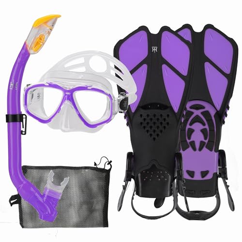 HH HHAO Sport Schnorchelset für Kinder mit Flossen, Taucherbrille und Maske - ideal für unterwassere Abenteuer