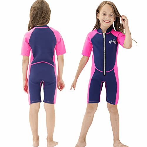NATYFLY Kids Shorty Neoprenanzug 2,5mm Kinder Neopren Thermal Badeanzug mit UV-Schutz für Mädchen und Jungen, ideal für Schwimmen, Surfen und andere Wassersportarten