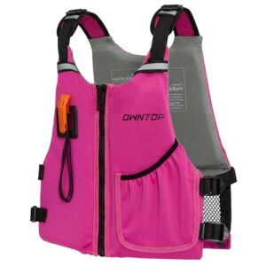 Jugendliche Schwimmhilfe 30-50kg, Rosa, Mesh-Rücken & Tasche, Verstellbare Neopren Auftriebsweste für Kajak, Schwimmen, Jungen & Mädchen 6-13 Jahre